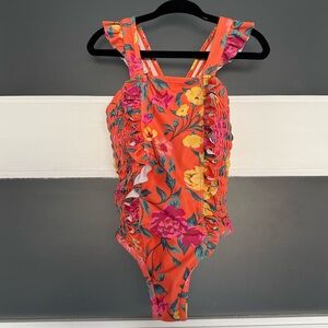 Tommy Bahama Orange Floral Kids Swim One Piece